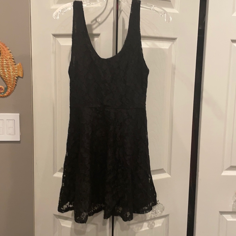 Top shop black lace skater dress
